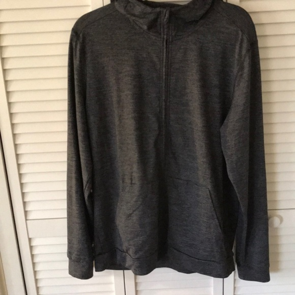 IDEOLOGY mens performance hooded jacket, front‎ pockets, grey, size M
